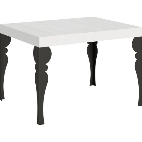 Tavolo allungabile 80x120/204 cm Paxon Bianco Frassino telaio Antracite (1/4)