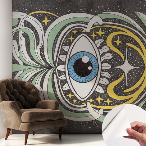 Papier peint adhésif décoratif pour chambre et salon Design moderne à poser facilement Œil symétrique 250x250 cm (1/5)