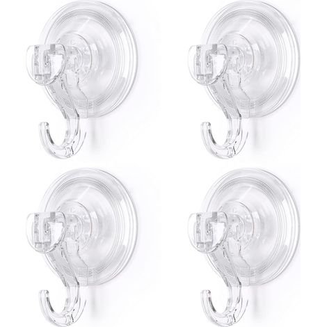 Lntyq Saugnapf-Haken, 4er-Set, große, wiederverwendbare, transparente Saugnapf-Haken für stabilen Einsatz für Küche, Badezimmer, Weihnachtsdekorationen mit Girlanden, Dose (1/4)