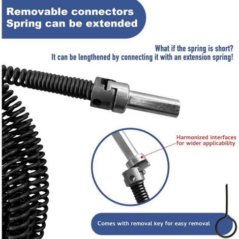 Furet Deboucheur Canalisation 2m, ø10mm, En Spirale, Avec Adaptateurs éLectriques, Arbre De Nettoyage de Canalisations (1/5)