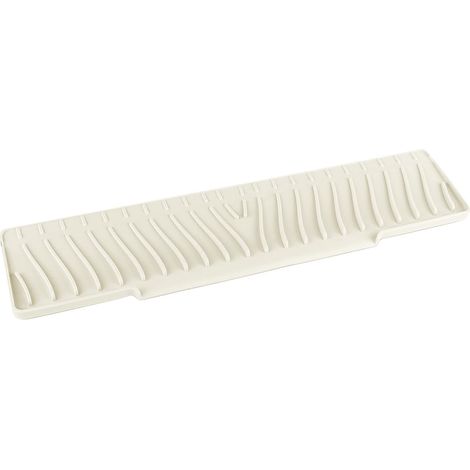 Schmale Abtropfmatte für Geschirr, 45 × 10 cm, elfenbeinweiß, mit umklappbarem Rand, für Küche/Bad. (1/5)