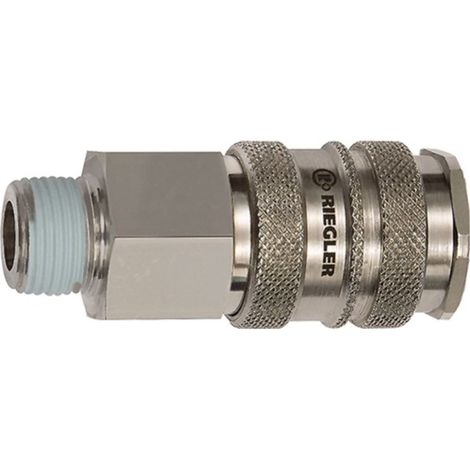 Riegler Attacco rapido NW 10 Acciaio / Ottone nichelato R 3/4 AG - 141555 (1/2)