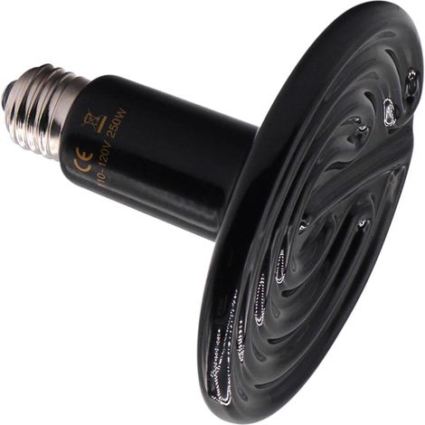 Reptile Chauffage Lampe Chaleur Ampoule Far IR Tortues Couveuse Serpent Lumière 250W Noir (1/5)