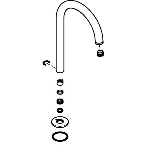 Grohe Auslauf für Zweigriffarmaturen, C-Auslauf, Chrom, 1012980000