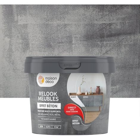 Vernice per mobili e oggetti in legno, Relook MAISON DECO effetto cemento, 0,375 L MAISON DECO