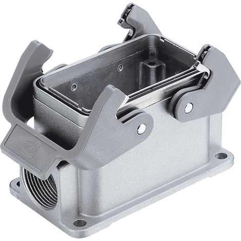 HARTING Han 10B EMV Embase à monter en saillie bas, 2xM25 sortie de câble latérale, avec 2 étriers transversaux Presse-étoupe CEM M25 Plage de serrage 9,0 mm - 16,5 mm - 1 Stück (1/3)
