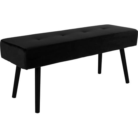 GEMINA - Banc 2 Places Velours Noir et Pieds Métal (1/3)