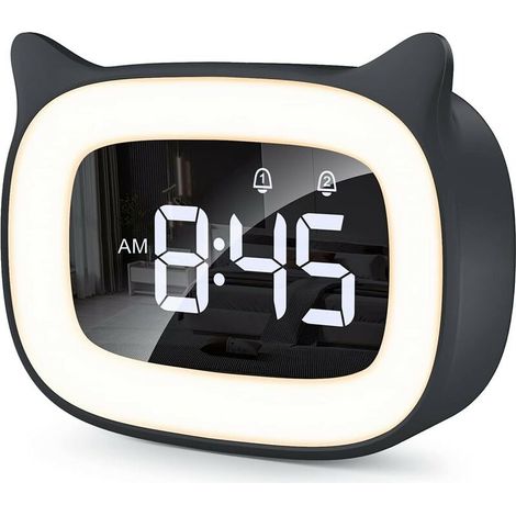 Réveil Enfant Educatif LED, LED Veilleuses Pendules, 5 Couleurs,18 Types de Musique, 2 Alarmes (1/4)
