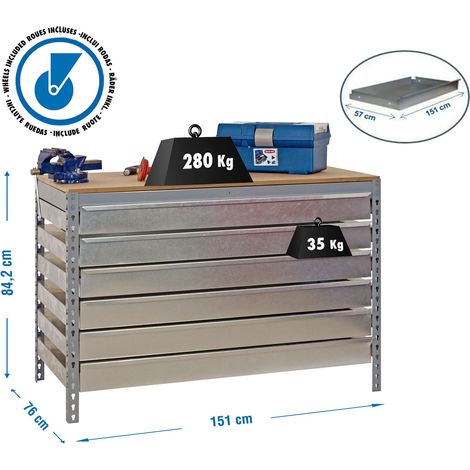 Simonrack SIMONWORK Mobile BT5 Box6 in legno naturale e metallo galvanizzato