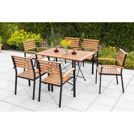 Schlossgarten Set 7tlg 6 Sessel Tisch 160x90cm