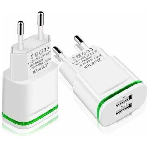 YMYNY Chargeur Prise USB Secteur, 2-Pack 2.1A 5V 2 Ports Adaptateur Alimentation Universel LED Replacement for iPhone 11 XR X XS Max 8 7 6 6S Plus 5S, Samsung Galaxy/Note, Pad, Xiaomi Telephone