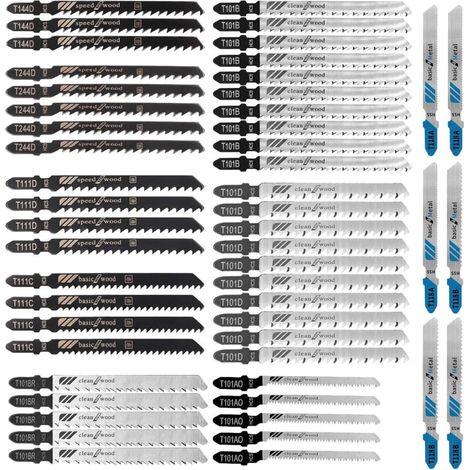 Professional 52 pièces Lames De Scie Sauteuse,10 modèles Tige en T Jeu de lames de scie sauteuse à haute teneur,Fabriquées en HCS,Pour couper du bois, du plastique et du métal fin (1/5)