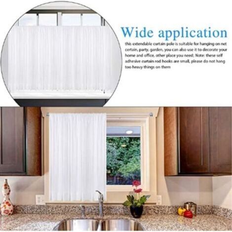 Barres de Vitrage Extensible Tringle Rideau Sans Percage pour Fenetre Pvc pour de Tringle à Rideau Adhésive (4PCS-40-60CM) (1/2)