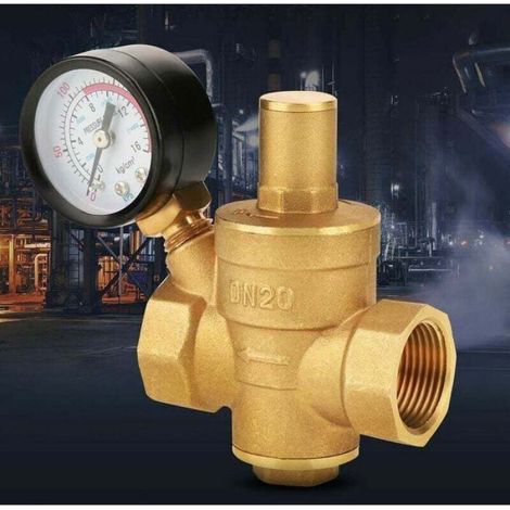 Réducteur De Pression D'eau Réglable En Laiton DN20 Avec Manomètre Pour Contrôle Précision (1/4)