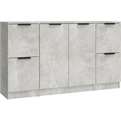 vidaXL Buffets 3er Set Grau Beton Holzwerkstoff