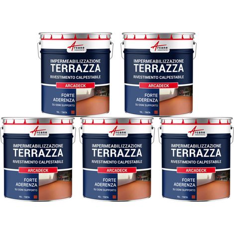 Guaina liquida calpestabile, Guaina per terrazzi calpestabile, impermeabilizzazione con ARCADECK - 5 x 10L Tegola - ARCANE INDUSTRIES