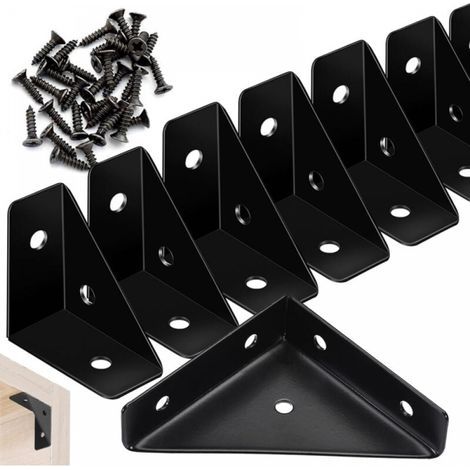 Set di 20 connettori angolari in metallo nero per scrivanie, bordi letto, angoli di mobili, staffa di collegamento a 90° (1/5)