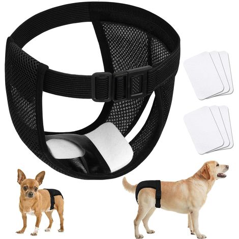 1 Culotte Chien Femelle, Ceinture Réglable, Maille Coton, 6 Serviettes, Incontinence Chaleur