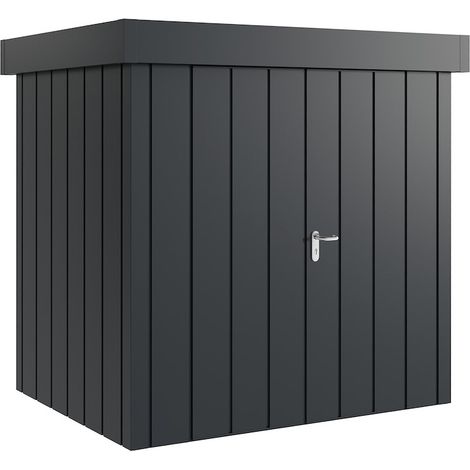 Hörmann Metall-Gerätehaus "Juno" mit Flachdach, JFD4 - Modern Europapromotion, 214 x 166 cm (B x T), anthrazit, 2-flüglige Tür