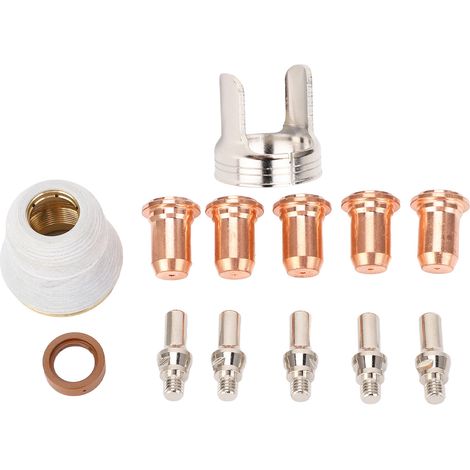 Consommables pour découpeur Plasma, 13 pièces, buses d'électrodes de 1.0mm, anneau tourbillonnant, entretoise à Double point pour IPT-60 PT-60 IPT-40 PT40 (1/5)