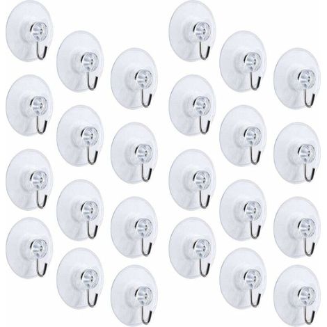 Ganchos con ventosa de 24 piezas para baño, ganchos con ventosa de 40 mm, ganchos de PVC transparente para colgar toallas y collares.