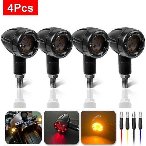 Lot de 2/4 clignotants LED ambre pour motos (Harley, Honda, Suzuki, 12 V universels), mini-ampoules (1/5)
