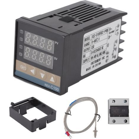 Plastic temperature regulator thermostat, 0 to 400 degrees Celsius, with thermocouple relay, K-type, 100-240V (1/5)