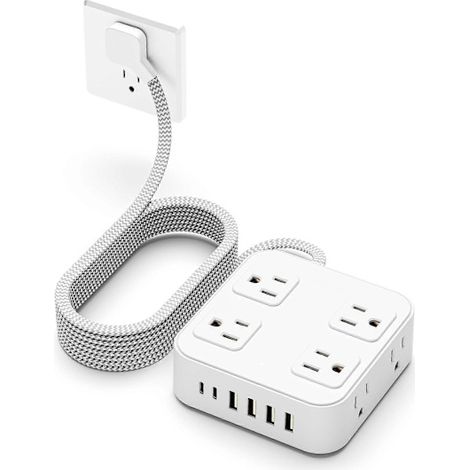 Câble d'extension plat ultra-mince 1,5 m – Multiprise avec 3 prises et port USB-C – Protection contre les surtensions – Fiche plate 8 mm – Andiamo (1/5)