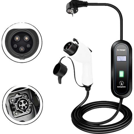 Chargeur EV 3,5 kW, Station de Charge Portable Type 2, Charge Rapide, Protection Étanche IP66, 220V Monophasé, 3.5 Mètres Type1 (1/2)