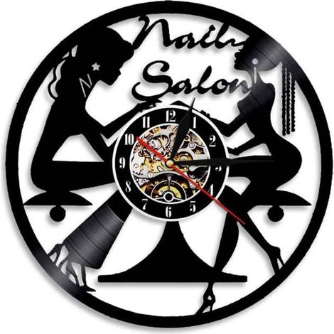 Horloge murale en vinyle pour salon de manucure – Décoration murale pour salon de beauté – Cadeaux pour manucure