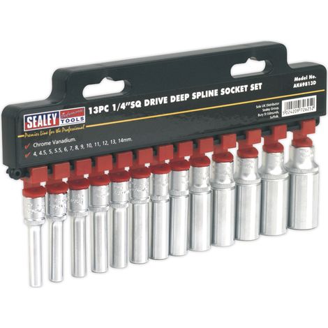 Sealey Premier Total Drive® Deep Socket Set 1/4""Sq Drive 13pc AK69813D
