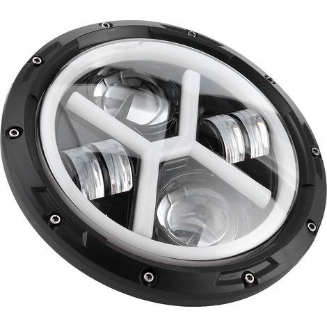 7-Zoll-LED-Scheinwerfer, weißes bis gelbes Licht, helles, rundes X-förmiges Design, passend für Jeep Wrangler (1/5)