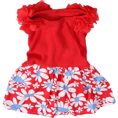 1 robe pour chien taille S, rouge, en coton polyester, respirante et légère, idéale pour l'été et les fêtes quotidiennes (1/5)
