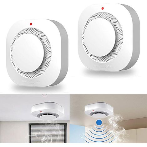 2pcs Alarme Incendie sans Fil pour Maison -Détecteur de Fumée 360° Intelligent, Alerte Anti-Feu pour Appartement/Bureau - Installation Rapide (1/5)