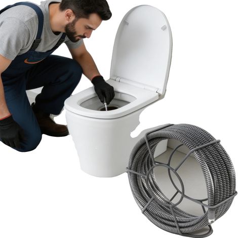 Espiral de limpieza de tuberías, acero al manganeso, 10 m de longitud, compatible con diámetros de 50 a 120 mm, diámetro de 16 mm, peso bruto 7,9 kg. (1/5)