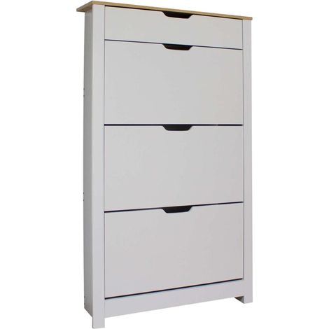 Armario Zapatero 3 trampones 1 cajón acabado blanco 78cm(ancho) 140cm(altura) 24cm(fondo) (1/4)
