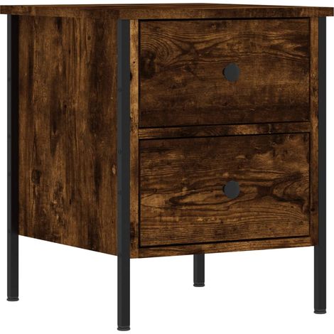 Mesita de noche con dos cajones 40 x 42 x 50 cm madera contrachapada marrón y hierro DEC033636