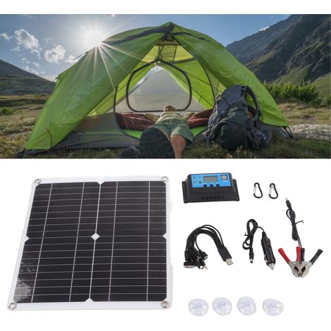 Kit Solaire 20W 12V Monocristallin IP65 Étanche avec Régulateur de Charge 10A pour Camping et Bateau