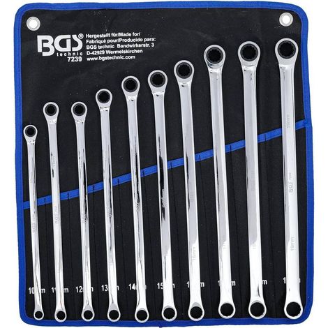 Jeu de Clés Polygonales à Cliquet Extra Longues 10 pcs 10-19 mm - Acier Résistant - Précision et Confort d Utilisation - D-Work (1/5)