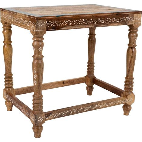 Mesa de centro de madera pintado artesanal marrón 48x33x46