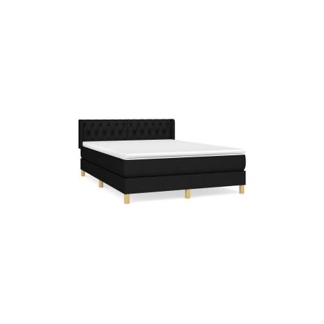Sommier à lattes de lit avec matelas Noir 140x200 Tissu (1/5)