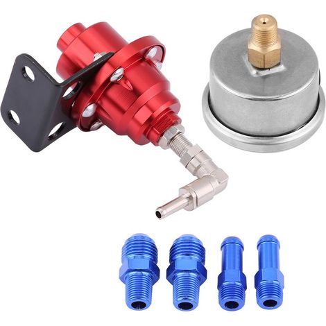Kit de jauge d'huile de régulateur de pression de carburant universel en aluminium pour voiture 160psi réglable 1: 1 (rouge). (1/5)