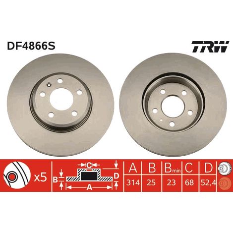 DISQUE DE FREIN AVANT DF4866S TRW (1/2)