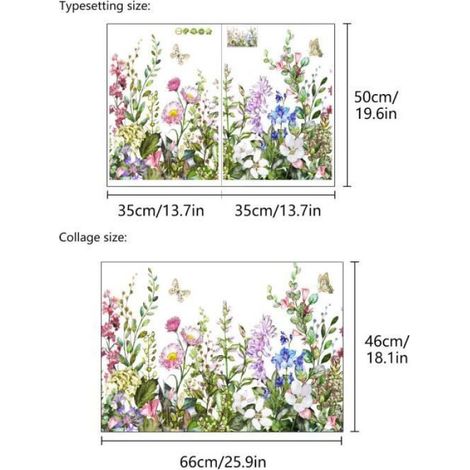 Sticker Murale Fleurs - Autocollant Coin Plinthe Herbe - Décoration Murale pour Chambre Enfants et Salon - Pack de 12 (1/4)