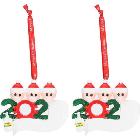 2 Pièces Ornement de Noël 2020 avec Couverture Visage Personnalisée, Décoration Murale Cadeau Familial (1/5)