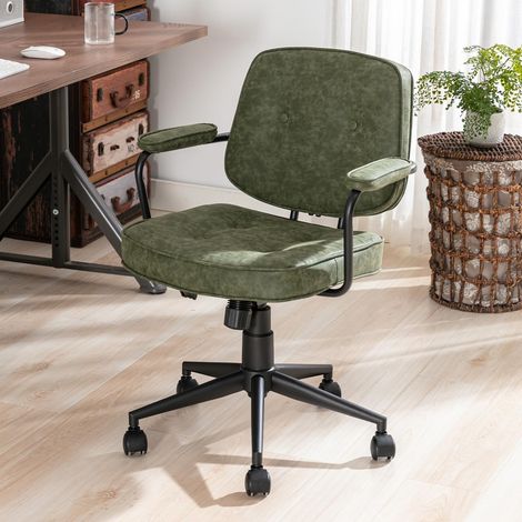 Wahson Office Chair in PU Leather Swivel Computer Chair Height Adjustable Modern Ergonomic Desk Chair for Home Office, Green