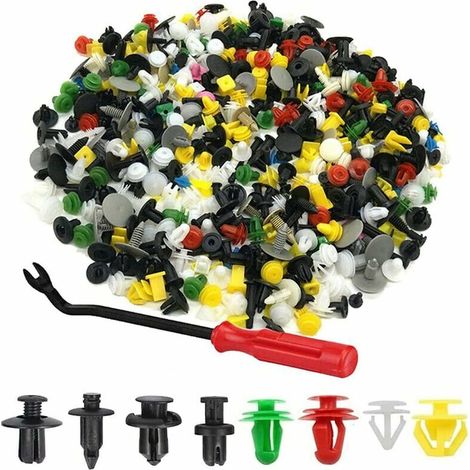 VURAHOME - Lot de 500 clips de rivet en plastique, fixation automatique universelle en plastique, clips de garniture de voiture avec outil de retrait, pour panneaux de garniture de porte, différentes (1/5)