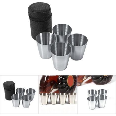 Tragbarer 30-ml-Edelstahlbecher für Kaffee und Bier, ideal für Reisen (4er-Set)