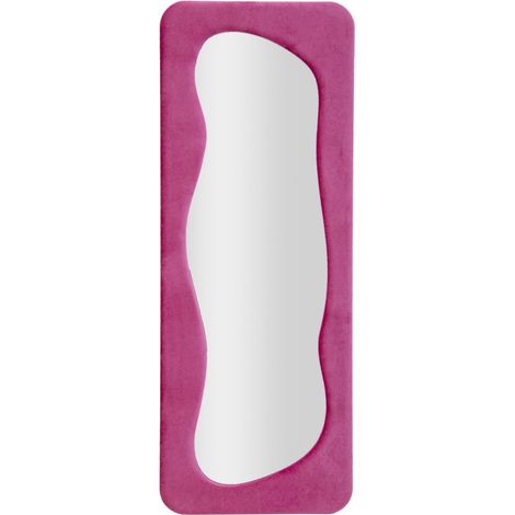 Specchio da parete Theodor in velluto fucsia con specchio sagomato 67x166 cm