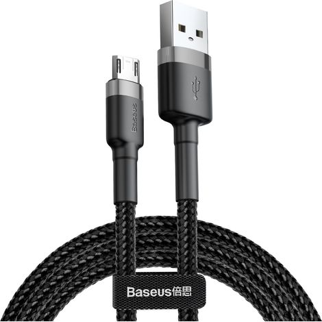 Cavo flessibile resistente USB microUSB QC3.0 2.4A 0.5M nero e grigio (1/5)